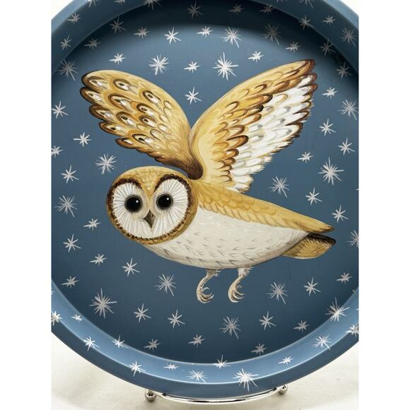 Dog & Dome Metal Owl Deep We’ll Serving Tray Blue NWOT Cocktails Serving Snacks - Picture 2 of 5